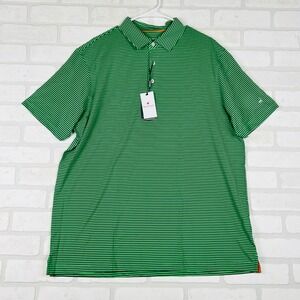 Michel Rouen Performance Polo Shirt Men's XL‎ Green Black Stripe Golf Casual NWT